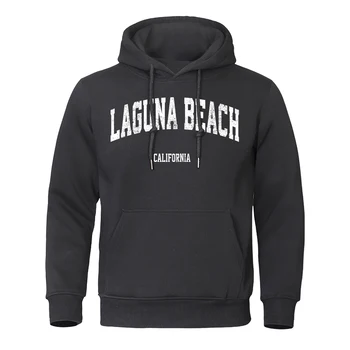 Laguna Beach Californiahoodies, Мъжки топлото модни hoody с кръгло деколте, градинска облекло в стил хип-хоп, Свободна руното hoody Man