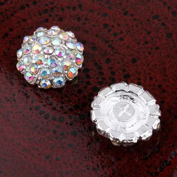 50 бр./лот 14 mm 2 цвят на Starburst Мини Кръгли кристални, метални копчета за сватба, Ръчно изработени AB Декоративна пуговица от планински кристал за бродерия