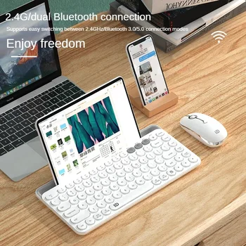 Двухрежимная безжична клавиатура Bluetooth, слот за карта памет за мобилни Android таблет, настолен компютър, две Bluetooth клавиатура