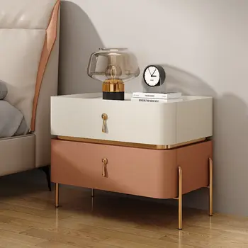 Креативен малка странична масичка за спалня В изчистен, съвременен стил, малка кожена луксозна шкаф от масивно дърво, мебели за спалня в скандинавски стил, Muebles