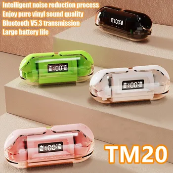 Безжични слушалки TM20 tws Bluetooth 5.3, Bluetooth слушалки, слушалки, Прозрачни спортни слушалки, led цифров дисплей