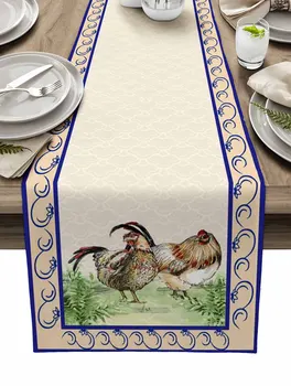 Настолна пътека с изображение на животно, пиле, боядисани туш, сватби, празненства парти, маса за хранене, покривка, салфетка, украса за дома за готвене