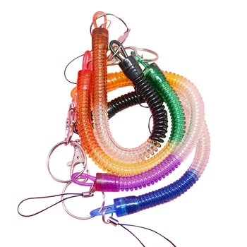 4 бр. Гъвкави, защитени от кражби пружинен кабел, еластичен кабел, защитен ключодържател С клип (случаен цвят)