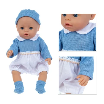Син гащеризон за кукли, дрехи за кукли с дължина 17 см 43 см, костюм Born Бебе за подарък за рожден ден на дете
