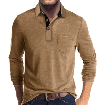 2024 Мъжка Тениска с дълги Ръкави И ревера, Мъжко ПОЛО