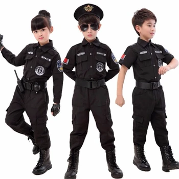 Костюми полицаи за момчета и момичета, детски cosplay за деца, армията полицейска форма, комплект дрехи за бойни униформи