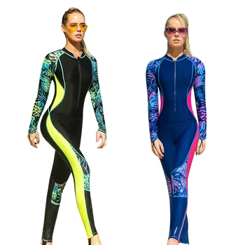 Сърф с дълъг ръкав Плуване, гмуркане Съхранявайте предния цип за водни спортове Пълен женски костюм