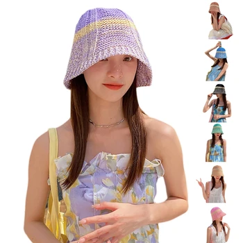 Модерна рибарска шапка лятна шапка на райе от слънцето, сгъваема широка периферия шапка от слънцето за защита, подарък за приятелки-юноши