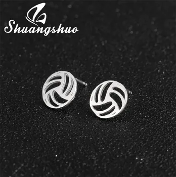 Shuangshuo 2021, Нови модни волейболни обеци-карамфил за жените, са истински обеци-карамфил от сребро 925 проба, пънк-обеци, Улични украса в стил поп-музика, подарък