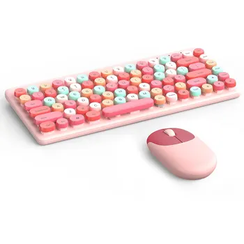 Безжична Портативна Малка МИНИ-Розова Клавиатура 2.4 G Mouse Combos, Хит на Продажбите, за PC, Лаптоп, Таблет, Тетрадки За IOS и Android Window