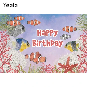 Yeele Baby Background Подпори за Фотосесия Декор за парти по Случай рождения Ден на Морска Риба Винил Фон За Снимки на бебето Индивидуални Студийни Стрелба
