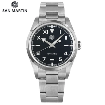 Мъжки часовник San Martin 39 мм с класически циферблат с римски цифри, лимитированная серия часа YN55, механичен механизъм за самостоятелно ликвидация, ръчни часовници BGW9