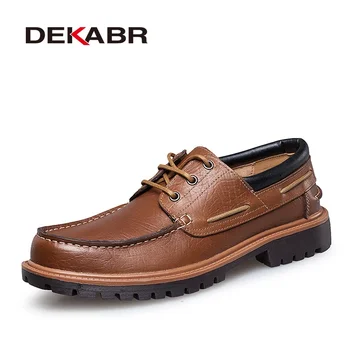DEKABR/ Ежедневни Есенна мода Удобни обувки от естествена кожа за мъже, дизайнерски, Класически дишащи Лоферы ръчна изработка, Размер 47