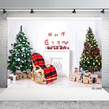 Подаръци, Коледна елха, Камина Фотографски фонове за деца Детски Семейни коледни декори за фото студио Photobooth