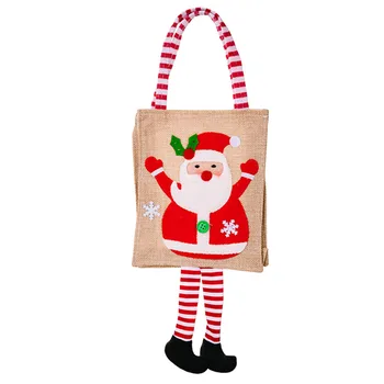 Коледен подаръчен пакет, Коледен орнамент, cartoony принт, подвесная раирана чанта за краката, Празнична Коледна опаковка, подаръчен пакет, Коледен декор
