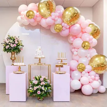 Комплект розови гирлянди от балони Работа-розово арка от балони Пастельно-розови балони за душата на дете, рожден ден, моминско парти, декор на сватбени партита