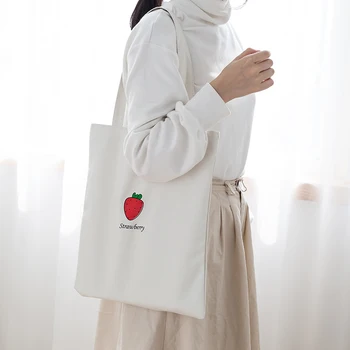 Чанта за пазаруване Fruit Series, графична чанта-тоут в стил харадзюку, дамски холщовая чанта на рамото, жените голям чанта за съхранение на учебниците