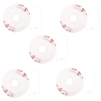 12-инчови японски / китайски хартиени фенери Cherry Blossom (комплект от 5 броя, червена сакура)