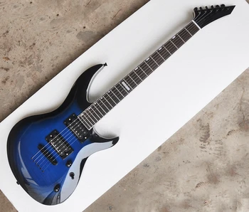 Синя 6-струнен електрическа китара с Хамбакерами, Лешояд от палисандрово дърво, Адаптивни