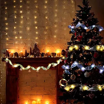 Коледна украса 1/2/5 м Светещи led светлини Ленти Коледно дърво Нажежен кабел Висящи украси Коледни аксесоари