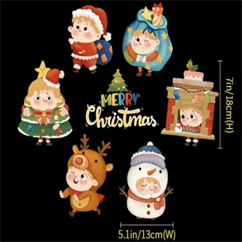Коледни стикери на ПВЦ дограма Статична стикер на Дядо Коледа Коледна елха Мультяшная стъкло, стикер С Коледа и Нова година Декорация на дома