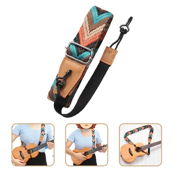 Регулируема презрамка за хавайска китара с двоен К-образно на една кука, с каишка за хавайска китара, Жаккардовый тъкани каишка за хавайска китара