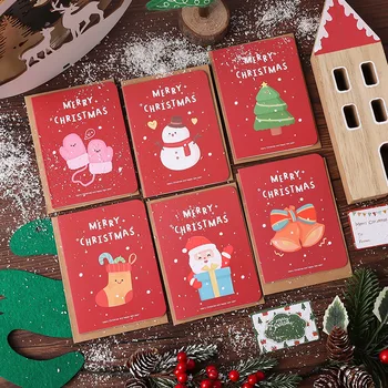 Коледни картички, 6 опаковки малки коледни подаръци картички със стикери за пликове, 3D Прекрасни празнични картички с образа на Санта Снежен човек