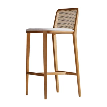 Скандинавски бар с добро качество, изработени по поръчка на дървени мебели, проста облегалка бар стол за сядане, висок бар стол от масивно дърво