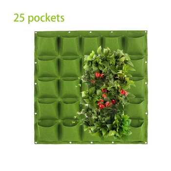 25 джобове, Вертикални градински чанти за засаждане на растения, зелени джобове, чанта за отглеждане на растения, саксии, Цветя съд за зеленчуци D4