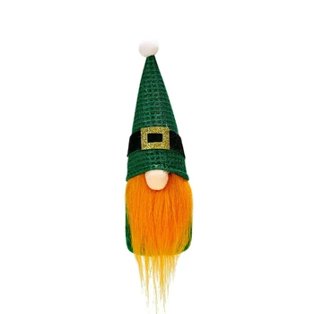 Украса в Деня на Св. Патрик, Подарък за Ирландски ден, Фестивала зелени листа, кукла, окачване-модел D, с кръгла шапка, тъмно зелен