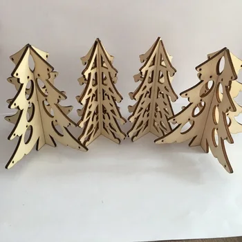 2 елемента Дървена Коледно Дърво Закрит Настолна Лампа Декор Подвесная Коледна Елха Начало Маса Детски Подарък Орнамент за Украса