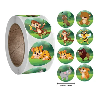 500шт Анимационни стикери Зоологическата градина Маймуна Стикер с животни Класически дизайн Детски Подаръци, играчки за бебе душ Украса 1 инчов стикера ръчна изработка