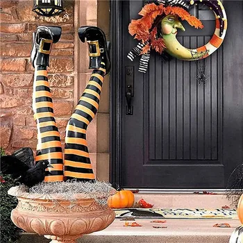 Крака вещица за Хелоуин, украса за Хелоуин, Злата Новост, Крачета вещици с обувки за дома, двора, улицата и помещения, Вещица за Хелоуин