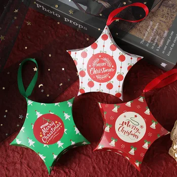 Кутия шоколадови Бонбони с Коледна Петолъчна Звезда, Аксесоари За Украса на Коледното парти, Хартиени Подаръчни Кутии, Опаковки, Кутии, Подаръци За Рожден Ден За Деца