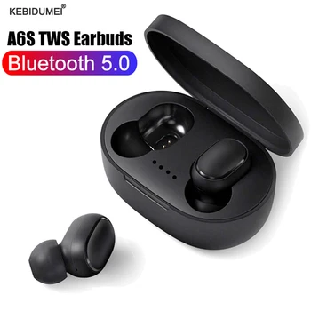 Слушалки A6S TWS Bluetooth Безжични слушалки с шумопотискане стерео слушалки Hi-Fi с едно докосване на горивото Слушалки за iPhone Xiaomi