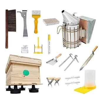 Пчелен кошер, инструменти за пчеларството, пияч, подложки за кошери, за да проверите за пчеларството Всички комплекти за начинаещи