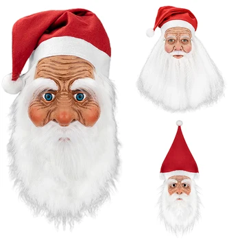 Коледна шапка с шнорхел, маска на Дядо Коледа, Червена шапка на Дядо Коледа с бяла Голяма брада за партита / Ролеви игри / Карнавального подпори