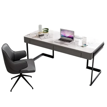 Лесно е луксозно съчетание от камък на мраморно бюрото и стола в минималистичен италиански компютърен маса за домашна и офис употреба