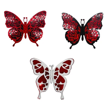 3D стикер на стената във формата на пеперуда на Свети Валентин Красиви пеперуди за дневна спалня Детска стая Стикери за стена Декор 6шт