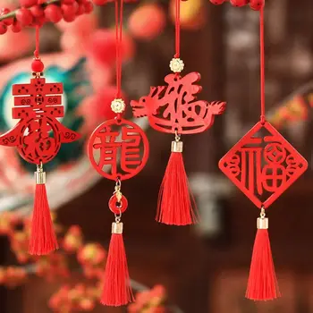 Китайски Коледен Орнамент 2024 празника на Дървена Табела Висулка за Украса на Търговски Център 18-23 см Подарък за нова година Парти