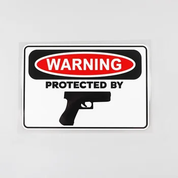 Защитена от ръчен пистолет Стикер С предупреждение, Водоустойчив PVC стикер за автомобил, 1 бр 10 см *7 cm