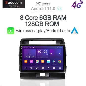 360 Панорамен Carplay 6 + GB 128 GB Android 11,0 Кола DVD плейър GPS, WIFI, Bluetooth RDS Радио За TOYOTA LAND CRUCER LC200 2006-2015