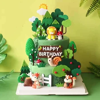 Топперы за кифли в стил сафари в джунглата и животни, Лесовъдство парти, Десерти, Сладкиши, Избор на торта, украса за парти в чест на 1-ви рожден ден на детето.