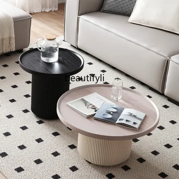Стилна комбинация кръгли масички в съвременния минималистичном стил за дневната, Домашен кръг чай масичка в стил кремовом