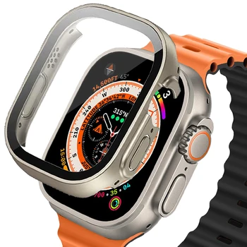 Закалено Стъкло + калъф За Apple Watch Ultra 2 case 49mm smartwatch PC Броня + Защитно покритие на Екрана iwatch series band Аксесоари
