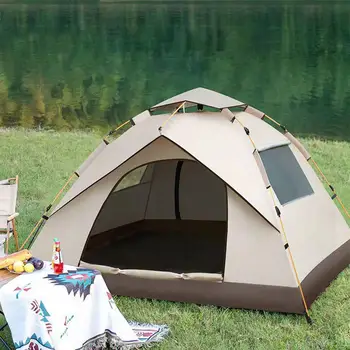 Автоматична палатка за къмпинг, семейна палатка с защита от uv, посребрени, Външни изскачащи непромокаеми палатки за пътуване на 1-2 / 3-4 човека
