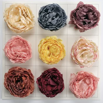 8 цвята, Корона цвете от изкуствена коприна, Сух вид, Голяма Роза за букети САМ, декорация за торта, изкуствени цветя, 5/50 бр.