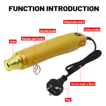 Топлинна оръдие AUV 220V Инструмент за инсталиране термоусадочного лист, печат гума, Глина, ръчна изработка, Глина, отопляем басейн, глинено сешоар за коса