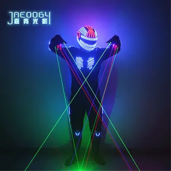 Мъжки ролева облекло за робот с led подсветка, яке с RGB подсветка, танцьор за ролеви игри, лазерни ръкавици, мъжки дрехи с подсветка