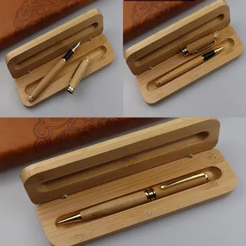 Бамбук химикалка химикалка в калъф, изработени по поръчка, подарък за Деня на завръщането на баща си в училище